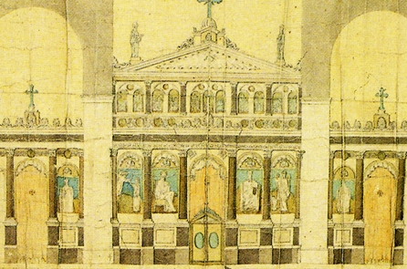 «Η τηνιακή μαρμαροτεχνία  - Ιστορία και Τεχνική» του Αλέκου Φλωράκη, σελ. 43, «Καθαρό» σχέδιο τέμπλου του Γεωργίου Καπαριά για την Ευαγγελίστρια Κέας, το παλαιότερο γνωστό, 1875, Πύργος, Μουσείο Μαρμαροτεχνίας.
